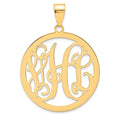 Round Vine Script 3-Letter Monogram Cut-Out Necklace with Chain