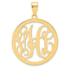 Round Vine Script 3-Letter Monogram Cut-Out Necklace with Chain