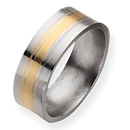 Titanium 14K Gold Inlay Approx. 0.31 Inch Satin Wedding Band