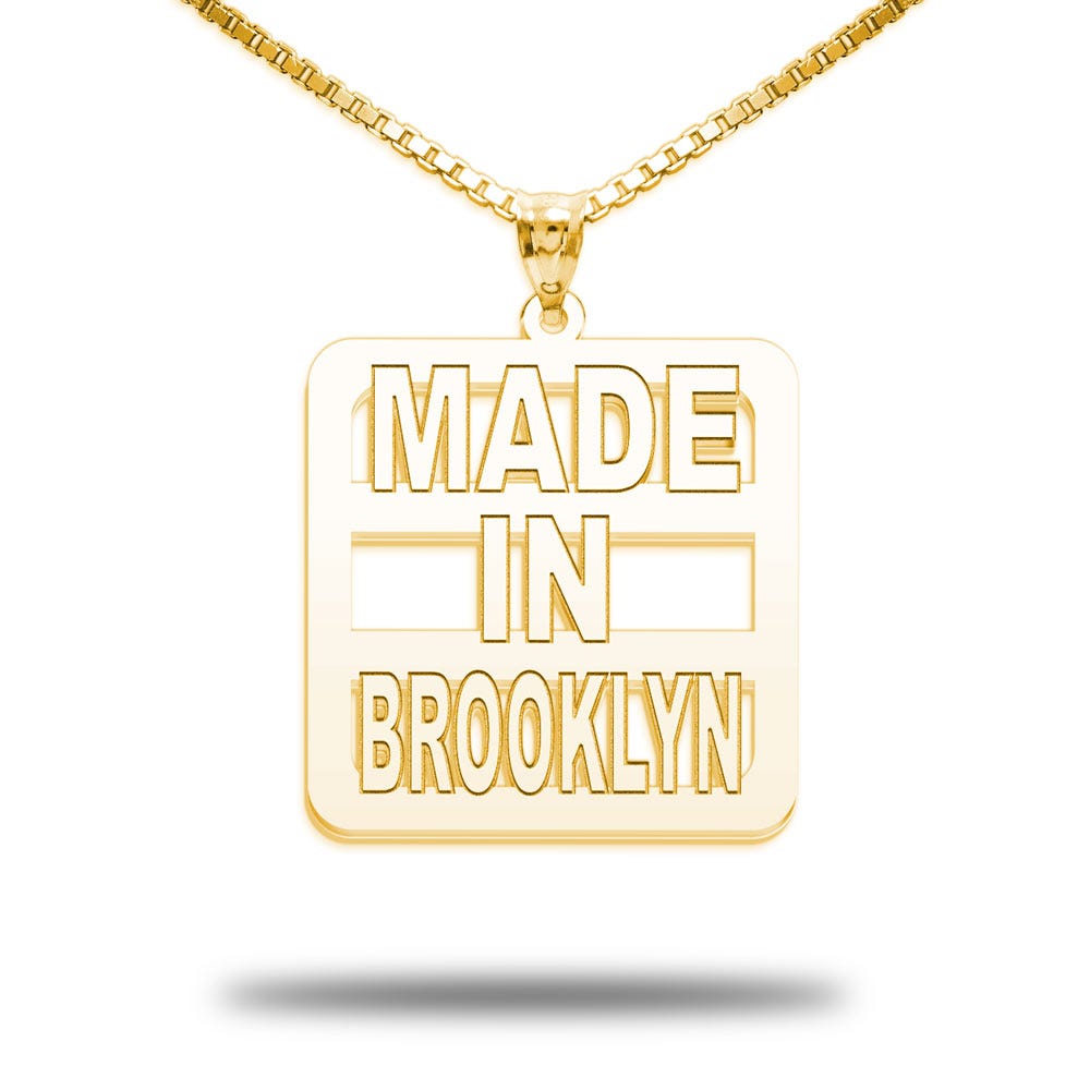 Personalized Made In Square Pendant