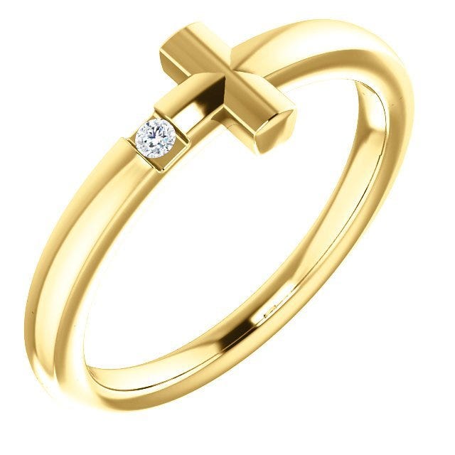 .015 Ctw Diamond Youth Cross Ring