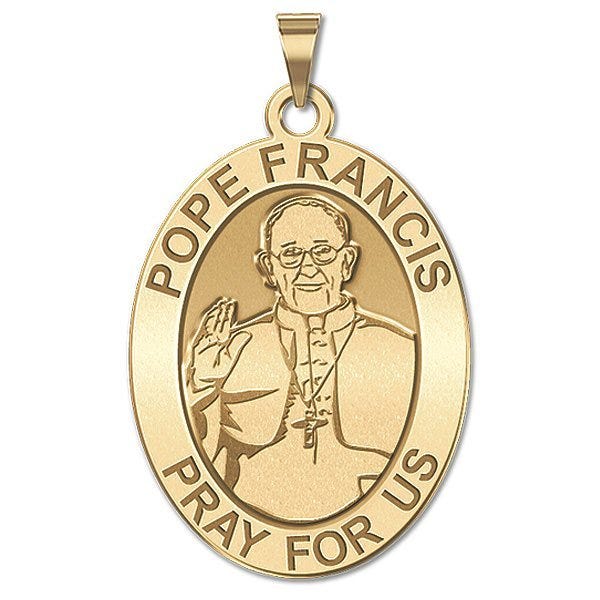 Pope Francis Religious Medal Oval Laser Engraved