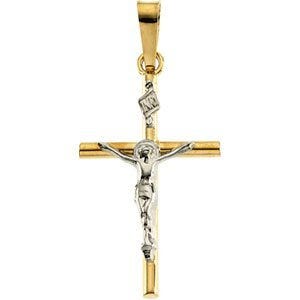 Two-Tone Slim-Bar Crucifix Pendant