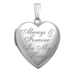 14K White Gold Always & Forever In My Heart Photo Locket