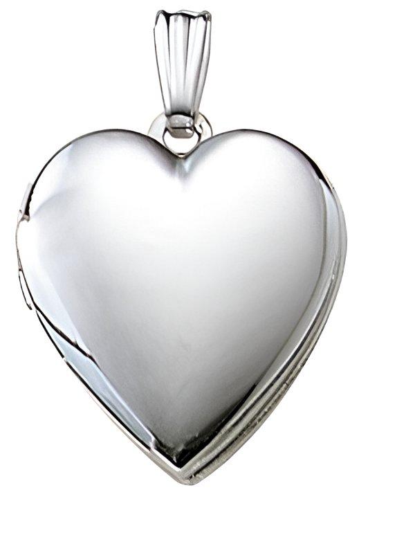 14K White Gold Small Heart Photo Locket