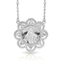 Mother Of Pearl Miraculous Round Medal With Cz Ornate Border