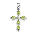 Sterling Silver Peridot Cross Pendant