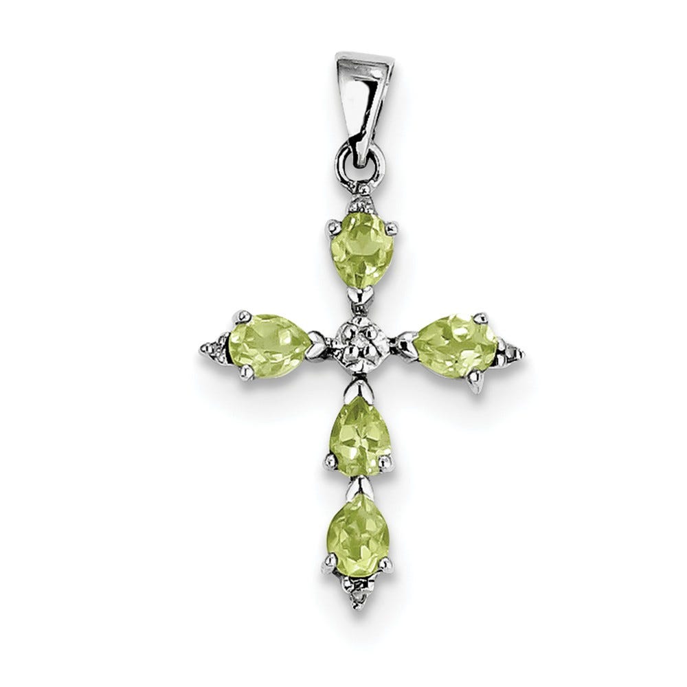 Sterling Silver Peridot Cross Pendant
