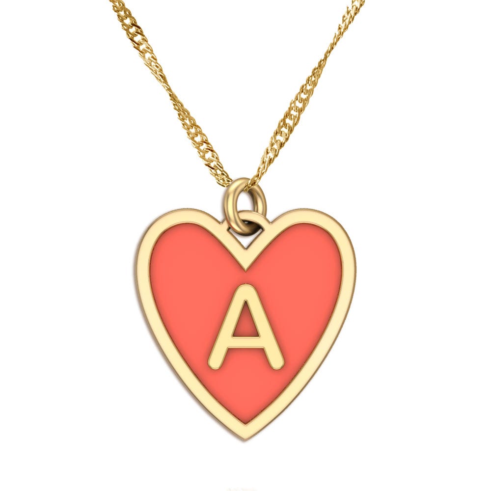 Dainty Color Initial Heart Necklace