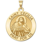 Saint Cecilia Round Religious Medal (Violin)