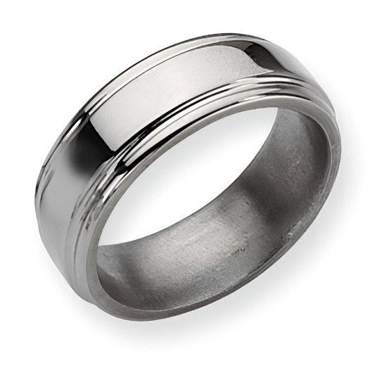 Titanium Grooved Edge Approx. 0.31 Inch Polished Wedding Band