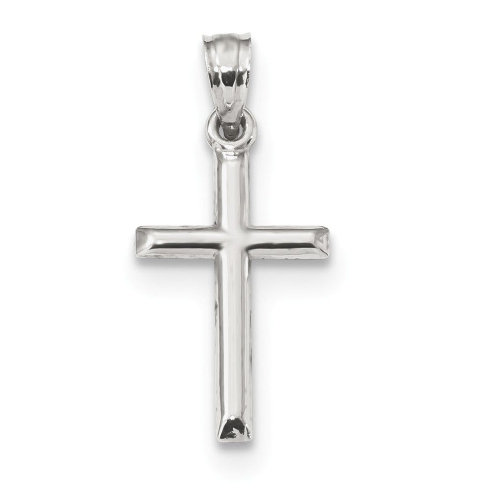 10K White Gold Hollow Cross Pendant