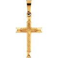 14K Yellow Gold Textured-Center Cross Pendant