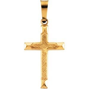 14K Yellow Gold Textured-Center Cross Pendant