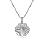 Silver Tone Seashell Photo Locket With 18" Chain