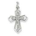 14K White Gold Diamond Openwork Cross Pendant