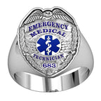 Personalized EMT Badge Ring with Your Badge Number