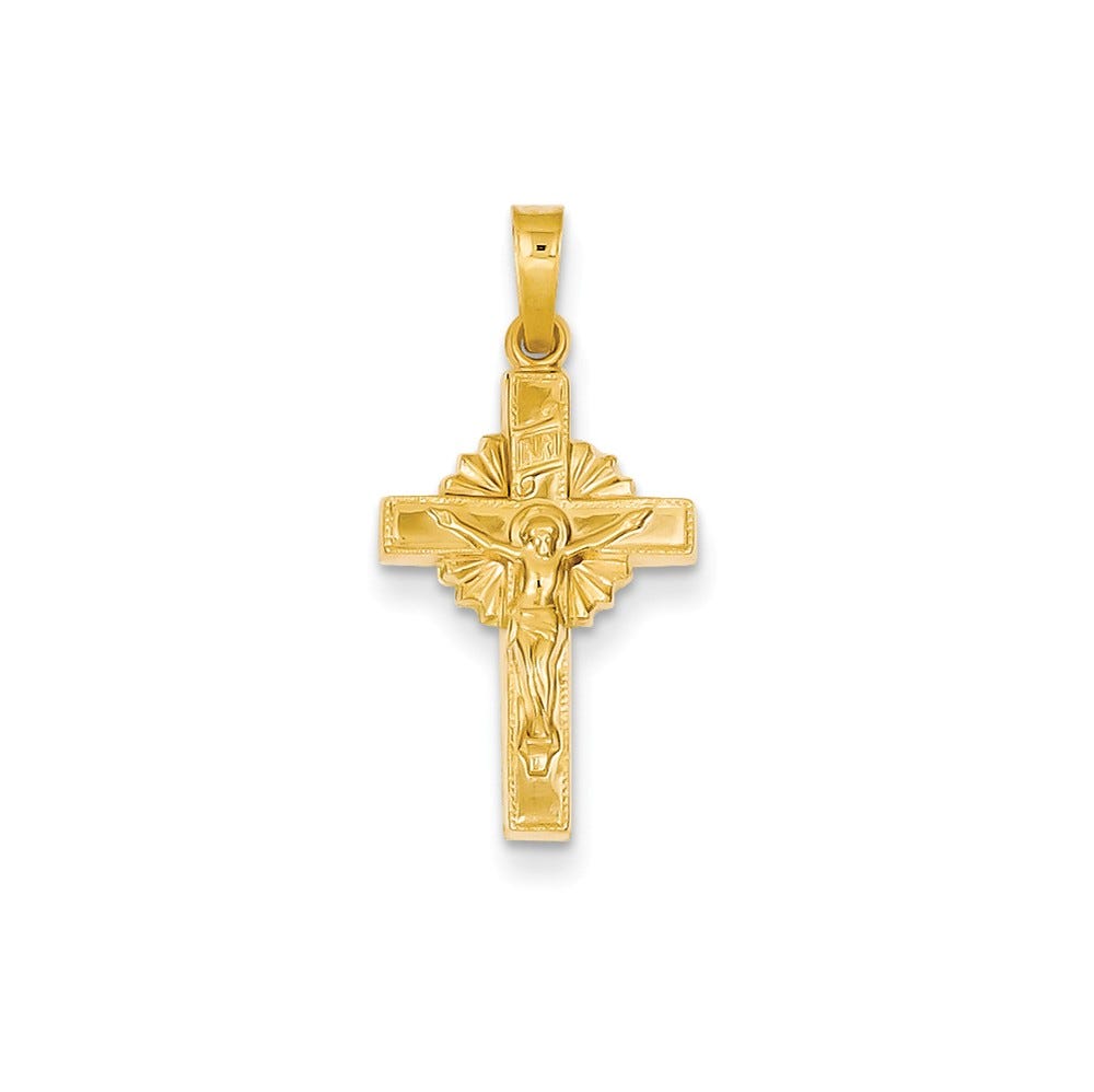 14K Inri Hollow Crucifix Pendant