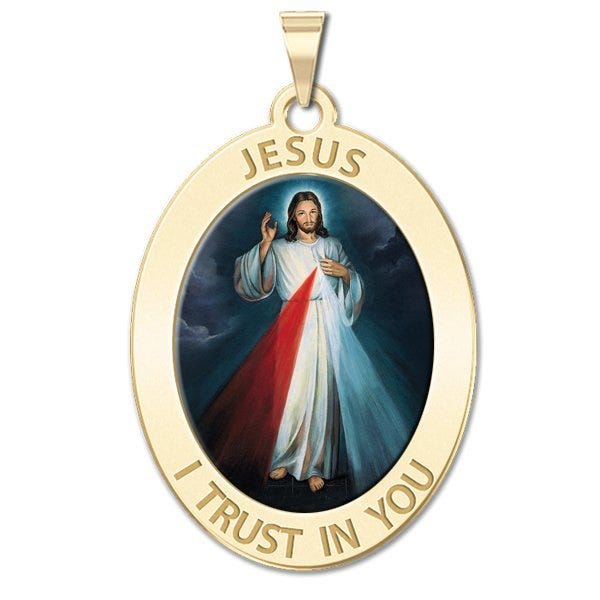Divine Mercy Oval Color Medal