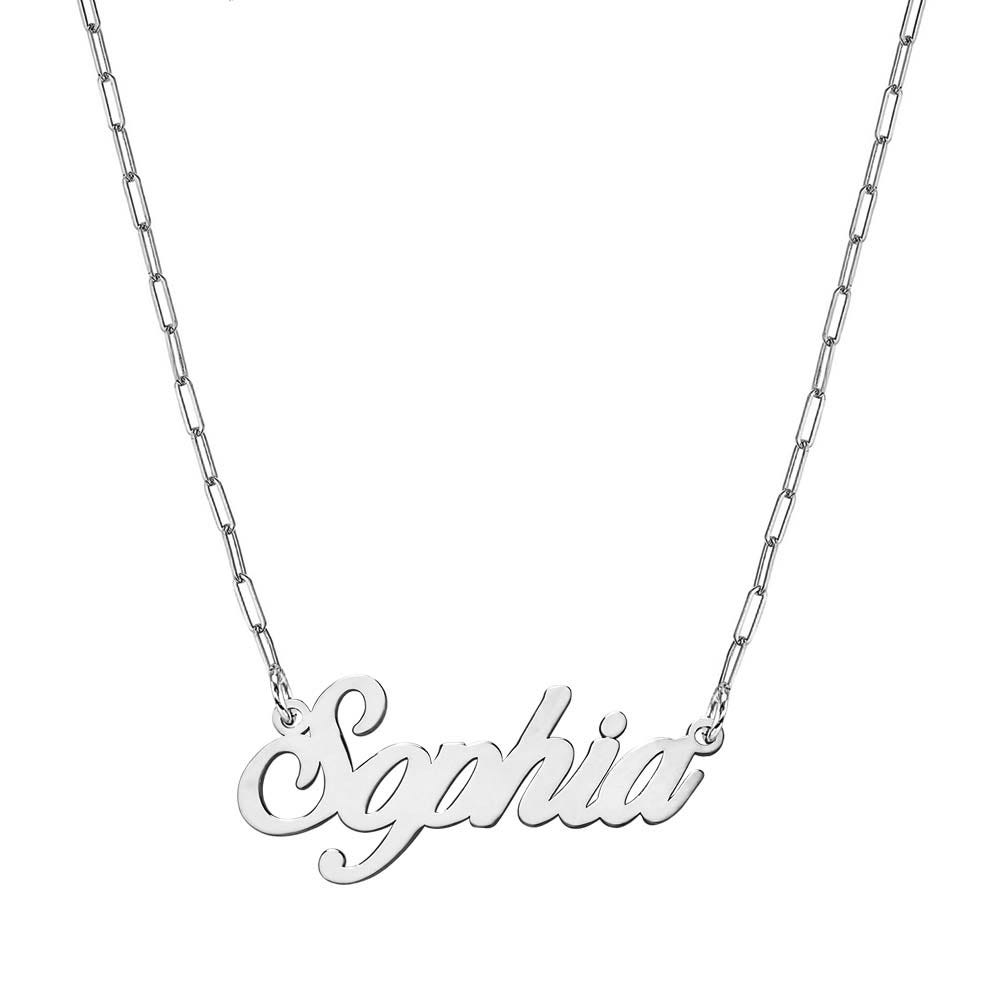 Script Name Necklace with Paperclip Chain