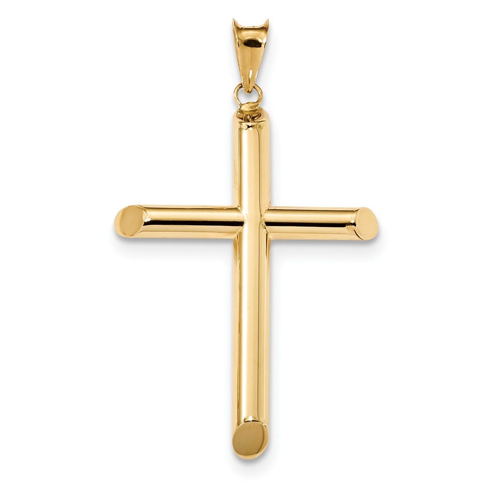 14K Gold Tube Cross Pendant