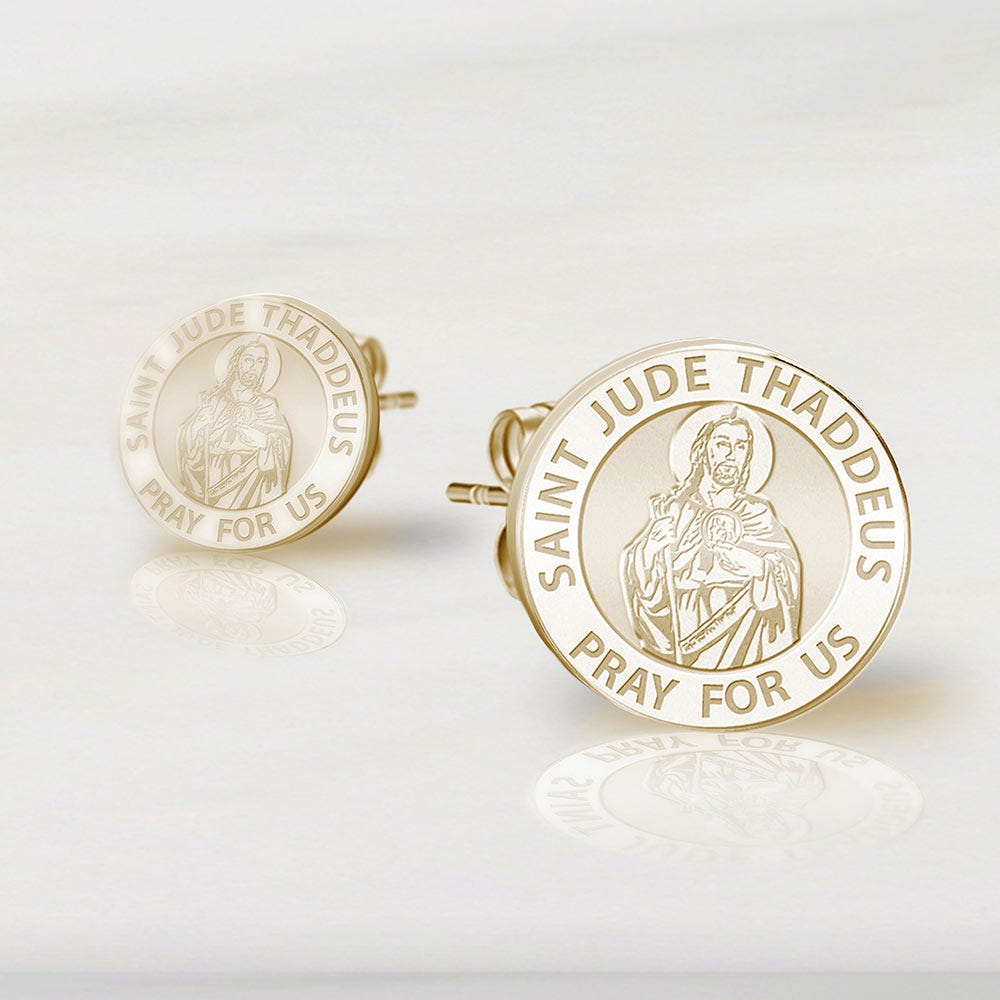 Pair of Saint Jude Earrings | PicturesOnGold.com