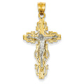 Two Tone Diamond Cut Crucifix Pendant