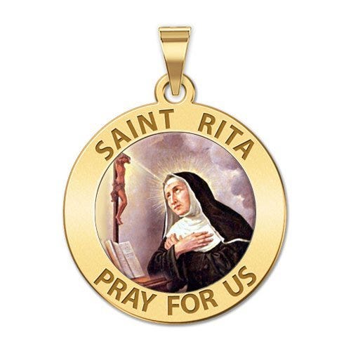 Saint Rita Religious Medal Color