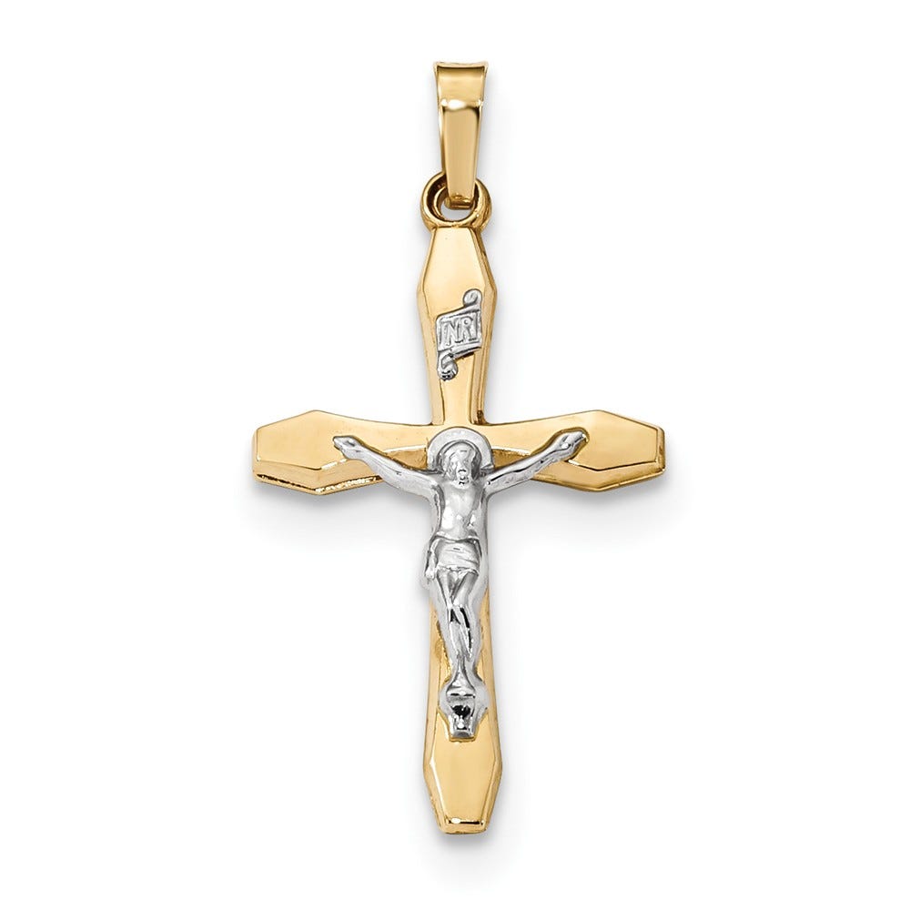 Two Tone Polished Inri Crucifix Pendant