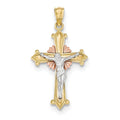 14K Tri-Color Polished Crucifix Pendant