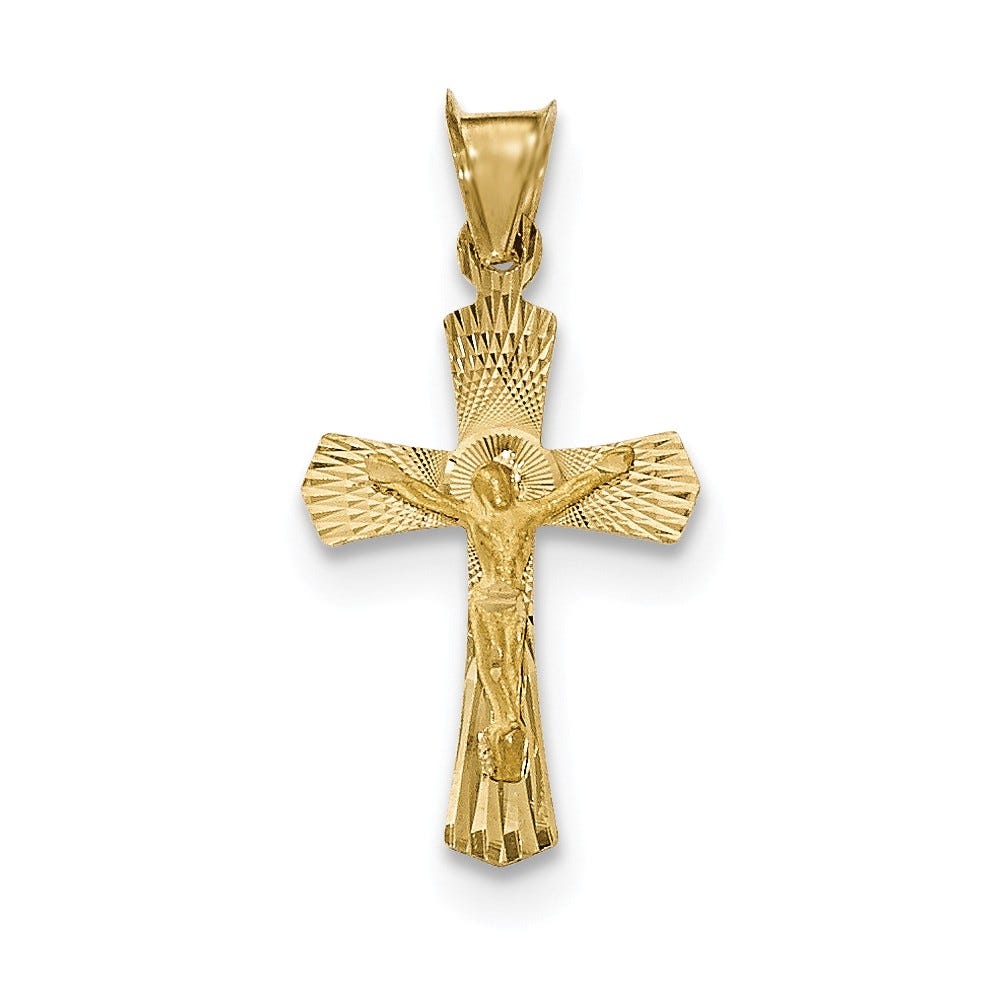 14K Polished Satin And D/C Crucifix Pendant
