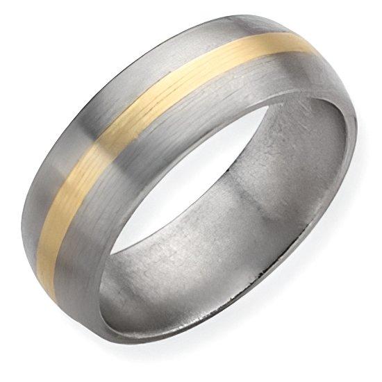 Titanium 14K Gold Inlay Approx. 0.24 Inch Brushed Wedding Band