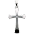 14K White Gold Cross With Diamond