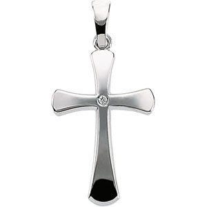 14K White Gold Cross With Diamond
