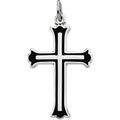 Cross Pendant With Black Enamel