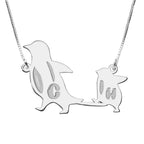 Personalized Interlocking Penguin Initials Necklace