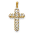 14K Two-Tone Polished Two-Level Cross Pendant
