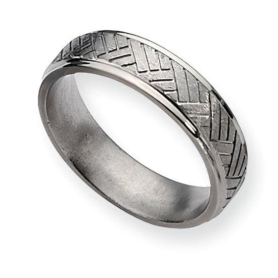 Titanium Basket Weave Design Approx. 0.24 Inch Brushed and Polished Wedding Band