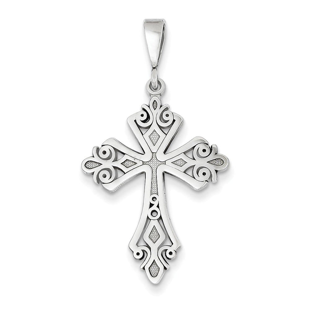 Fleur De Lis Scrolled Cross Pendant