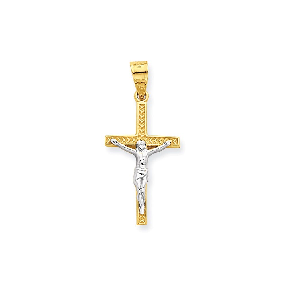 10K & Rhodium Crucifix Pendant