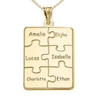 Personalized Family Six Piece Jigsaw Puzzle Pendant - 18 Inch Chain Included