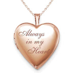 Rose Gold Plated Always In My Heart Heart Photo Locket