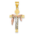 Tri-Color Diamond Cut Small Draped Inri Crucifix Pendant