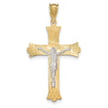 14K Two-Tone Crucifix Cross Pendant