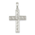 Sterling Silver Polished And Textured Greek-Key Cross Pendant