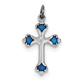 Blue Enameled Budded Cross Charm