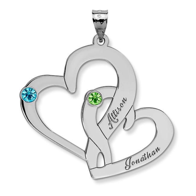 Personalized Couple's Heart Pendant with Birthstones