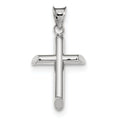 14K White Gold Polished Tube Cross Pendant