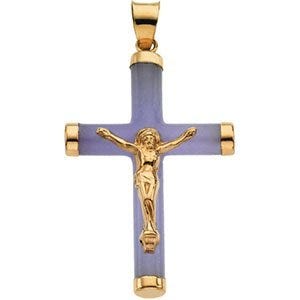 Lavender Jade Square Crucifix