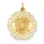 Saint Florian Round Filigree Religious Medal